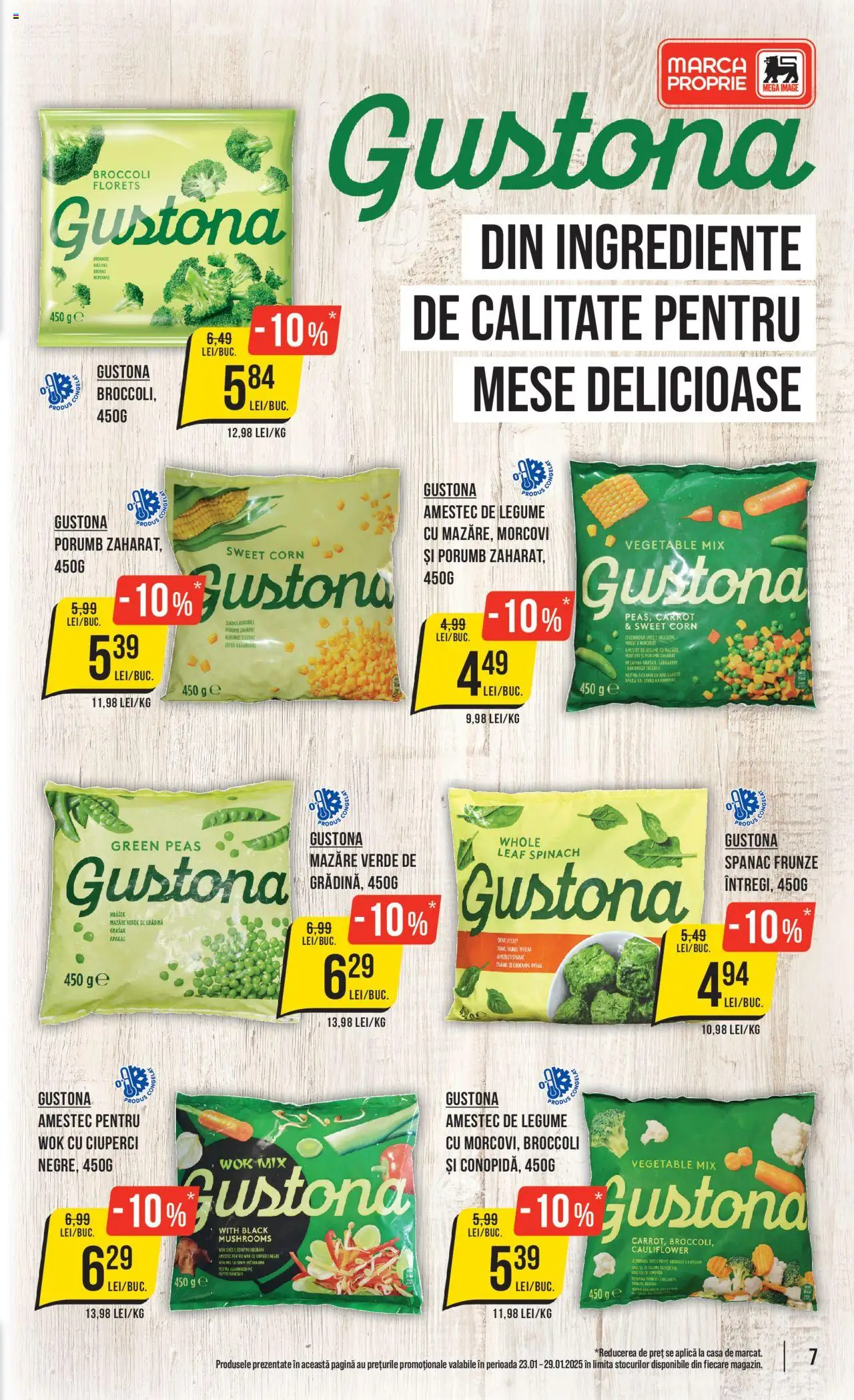 Catalog Mega Image 23 - 29 Ianuarie 2025 | Pagina 7 | Produse: Mazăre, Ciuperci, Morcovi, Legume