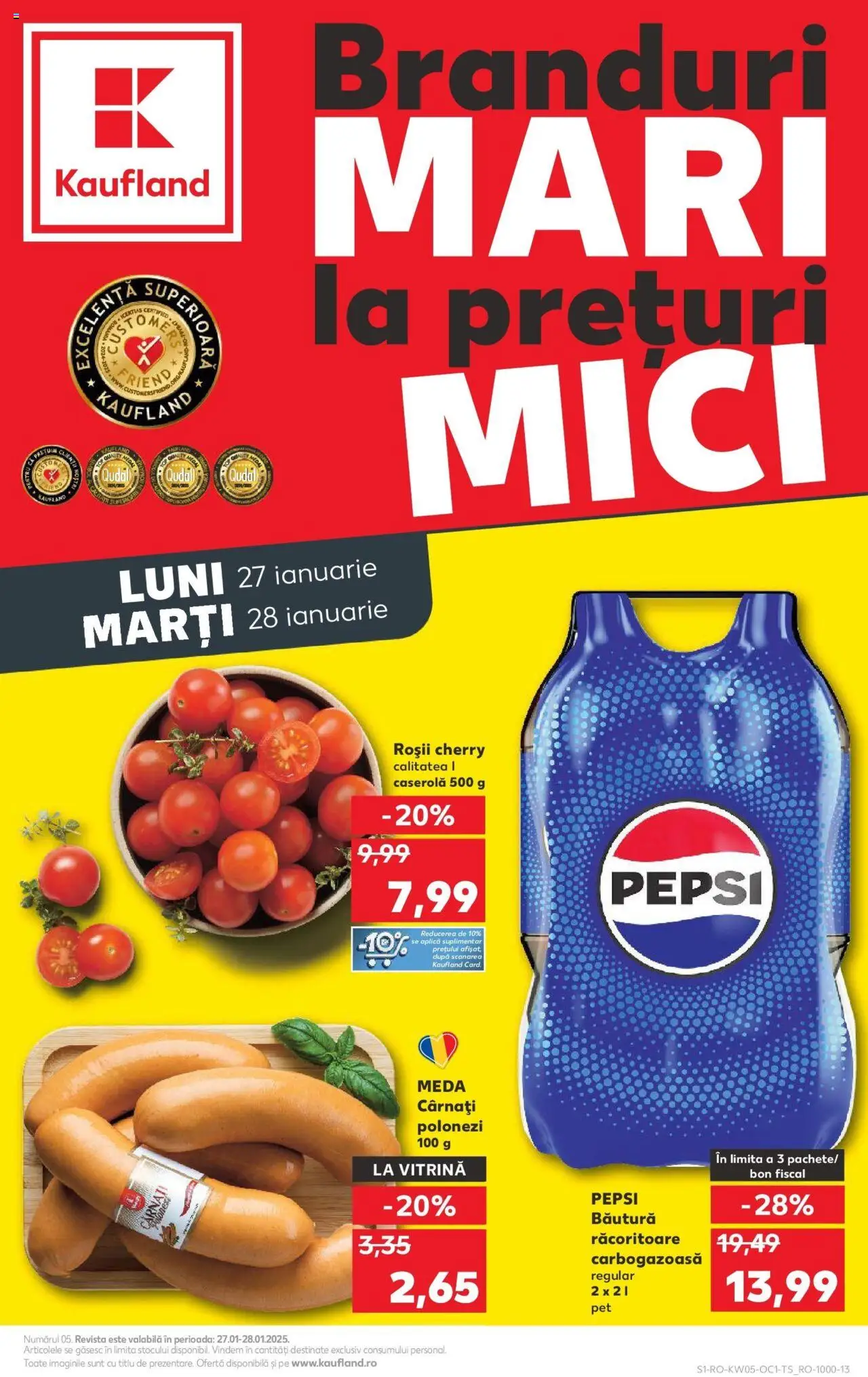 Catalog Kaufland 27 - 28 Ianuarie 2025 | Pagina 1 | Produse: Vitrină, Mici, Roșii, Cârnați