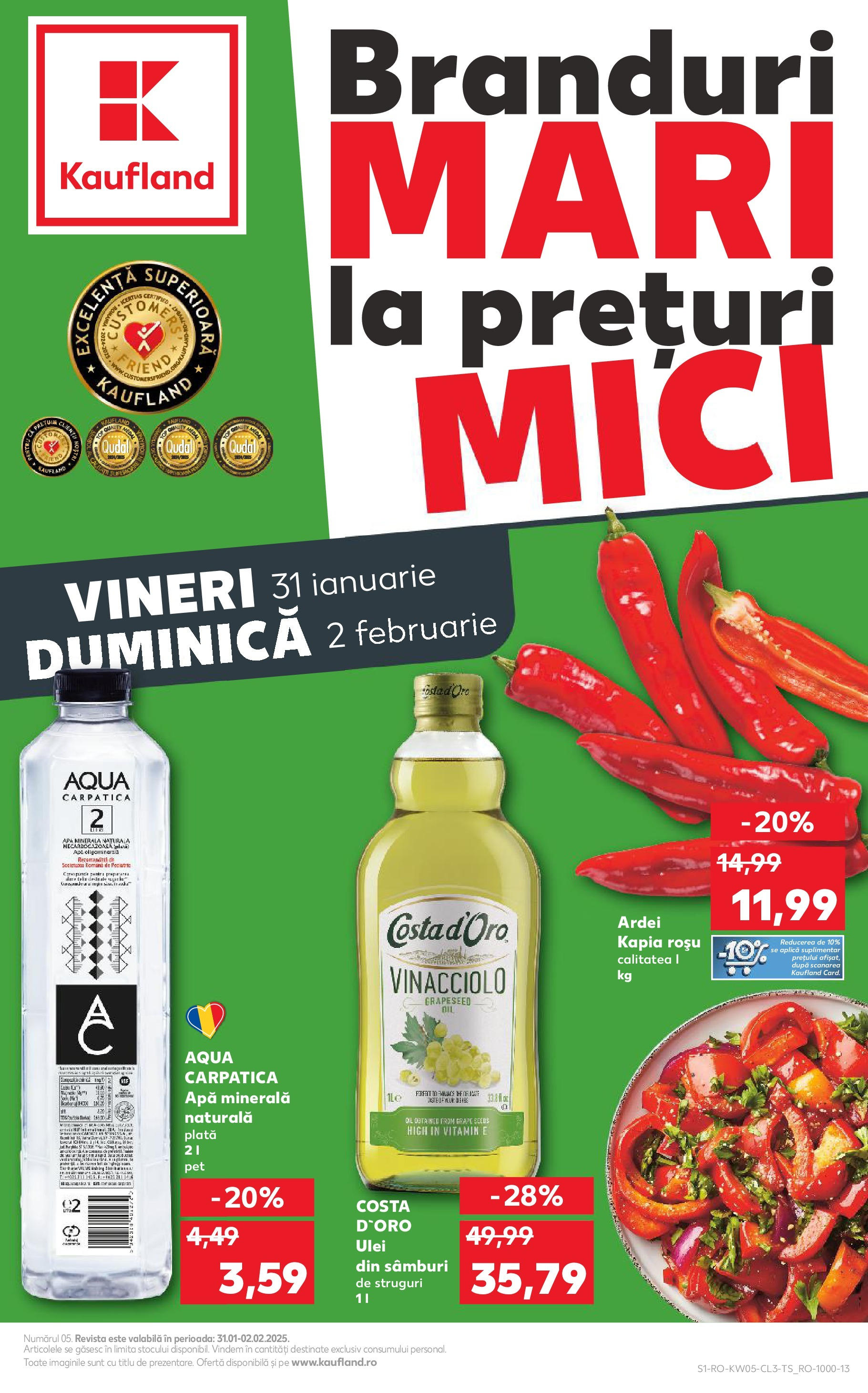 Catalog Kaufland 31 Ianuarie - 2 Februarie 2025 | Pagina 1 | Produse: Struguri, Mici, Ulei, Apă