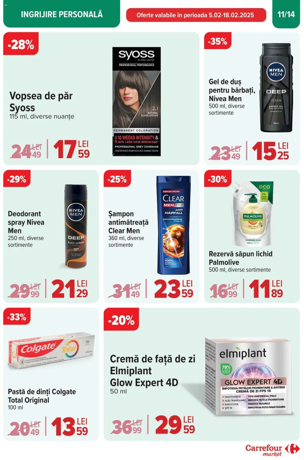 Catalog Carrefour 5 - 11 Februarie 2025 | Pagina 11 | Produse: Deodorant, Pastă de dinți, Săpun lichid, Vopsea de păr