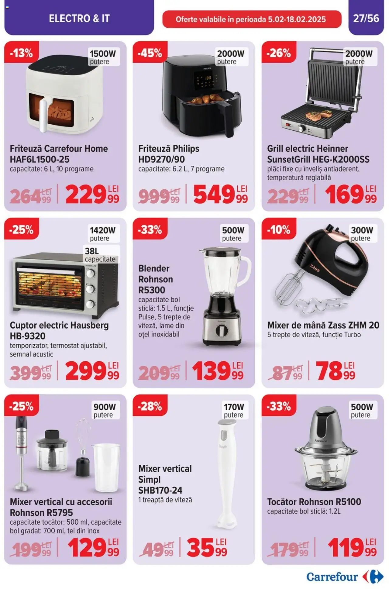 Catalog Carrefour 5 - 11 Februarie 2025 | Pagina 29 | Produse: Blender, Grill, Mixer, Friteuză