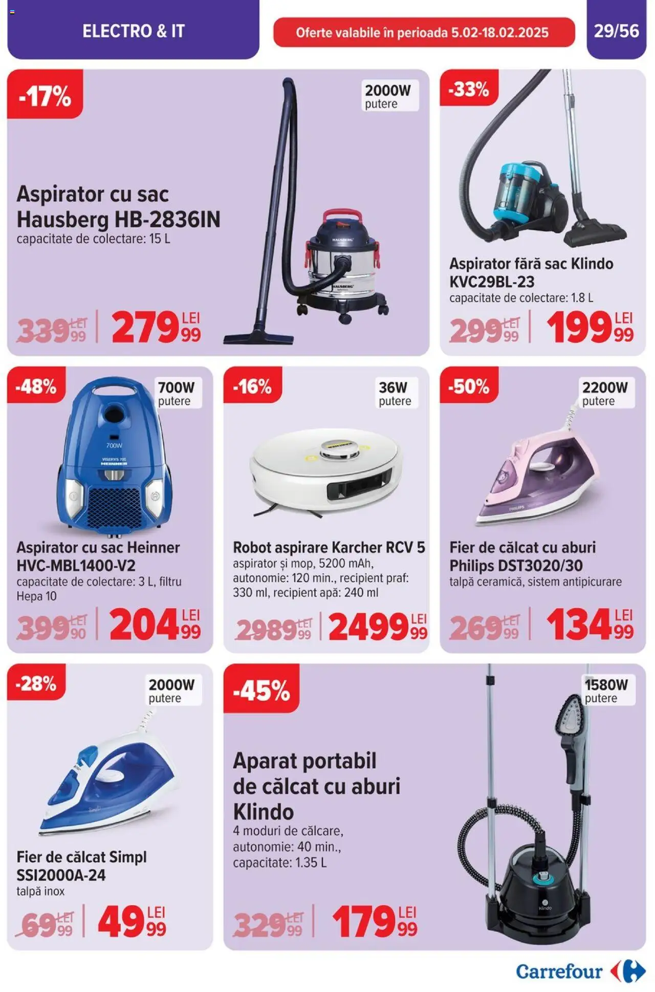 Catalog Carrefour 5 - 11 Februarie 2025 | Pagina 31 | Produse: Fier de călcat, Aspirator, Robot, Apă