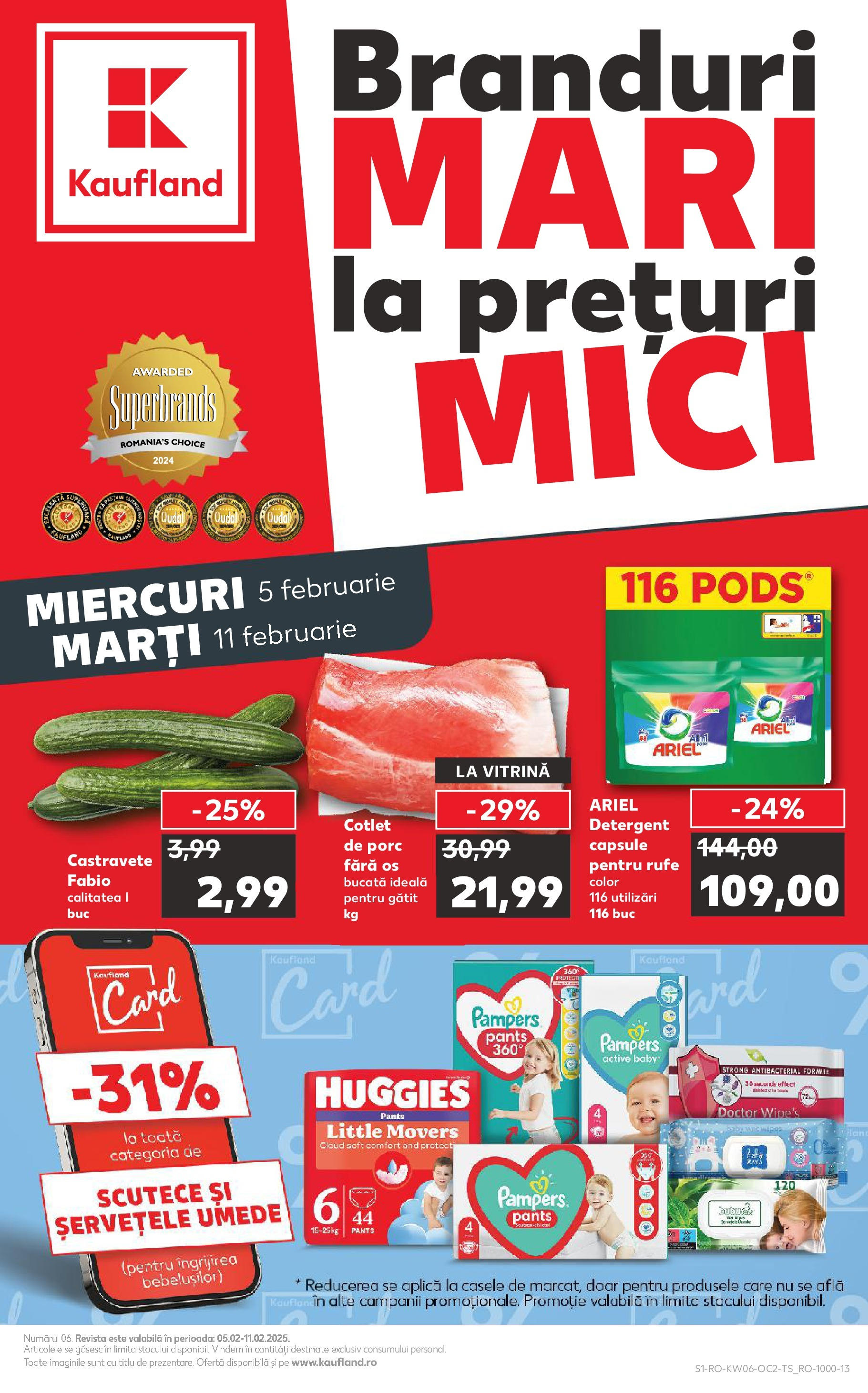 Catalog Kaufland 5 - 11 Februarie 2025 | Pagina 1 | Produse: Vitrină, Detergent, Șervețele umede, Scutece