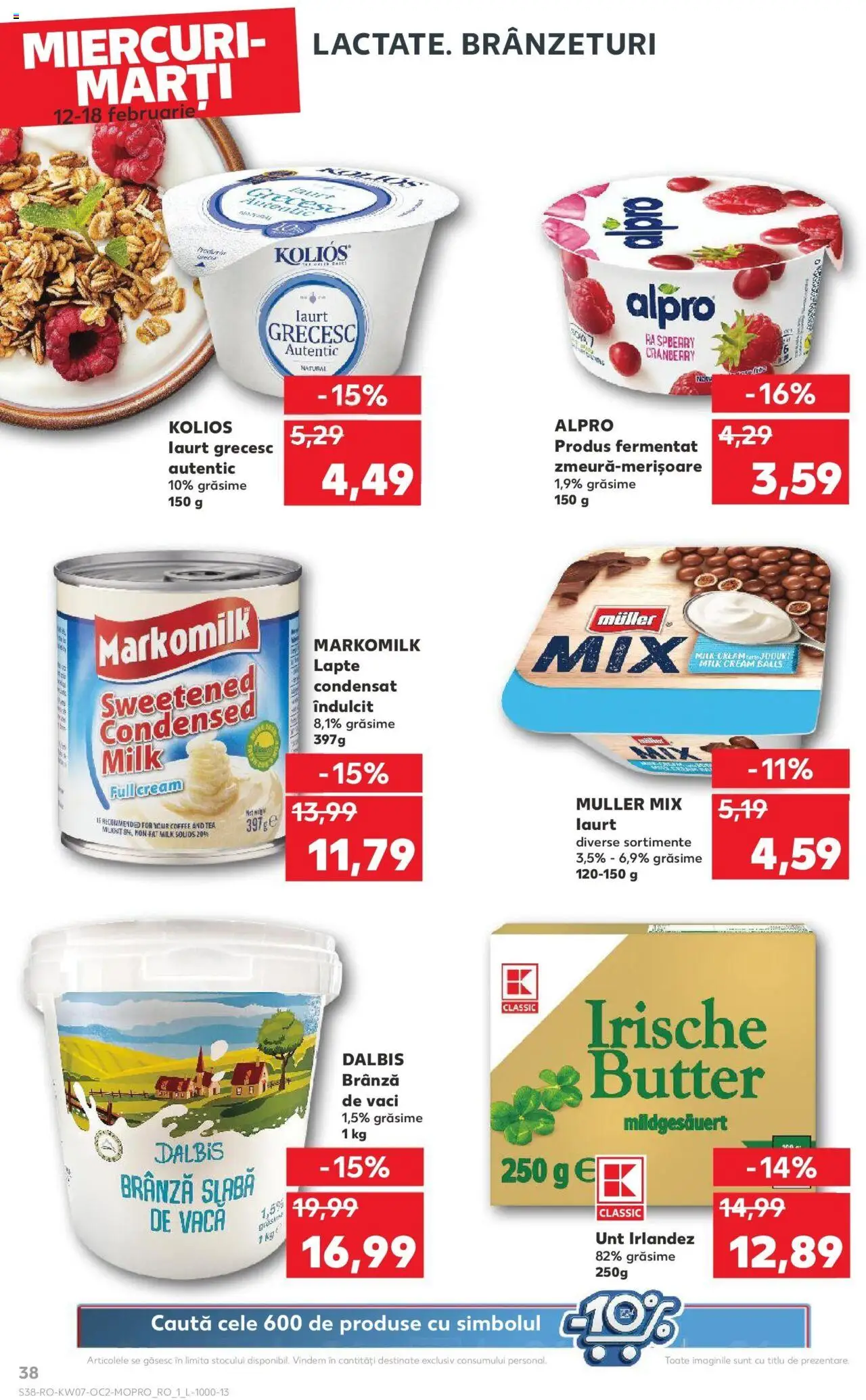 Catalog Kaufland 12 - 18 Februarie 2025 | Pagina 38 | Produse: Lapte, Unt, Brânză