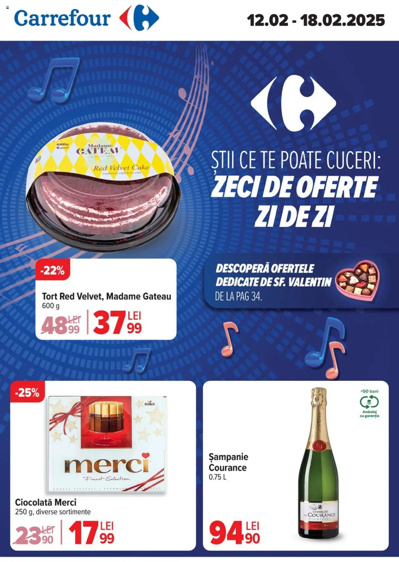 Catalog Carrefour 12 - 18 Februarie 2025 | Pagina 1 | Produse: Tort, Ciocolată