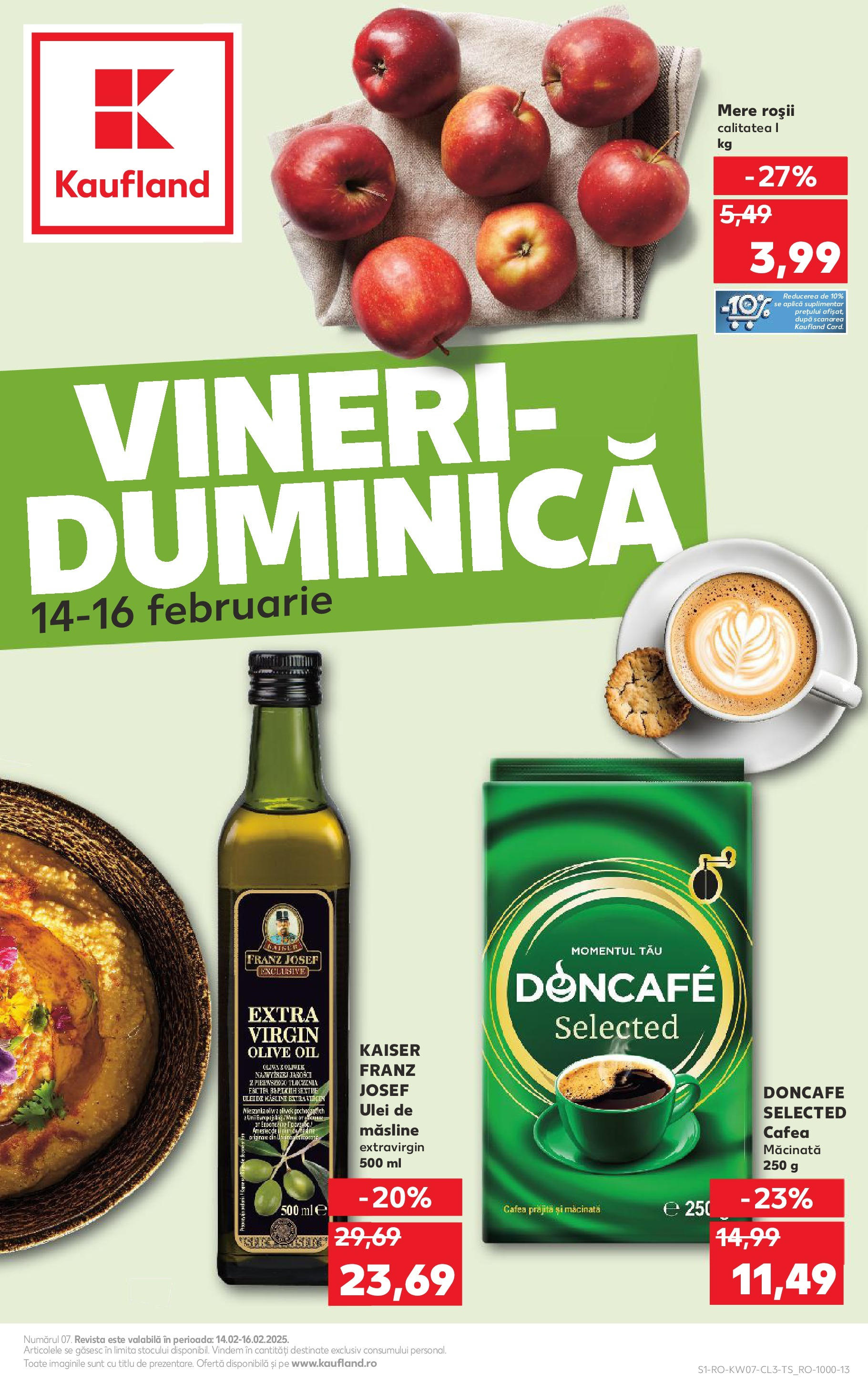 Catalog Kaufland 14 - 16 Februarie 2025 | Pagina 1 | Produse: Măsline, Ulei, Mere, Roșii